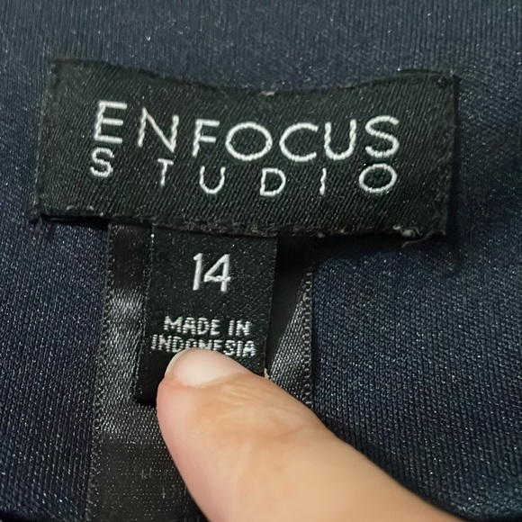 Enfocus Studio Navy and Red Polka Dot Dress Size 14 - Picture 3 of 4